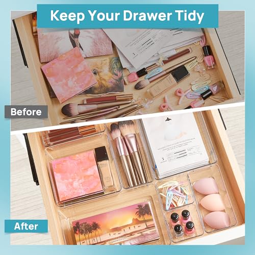 66 PCS Clear Plastic Drawer Organizer Bins H6842