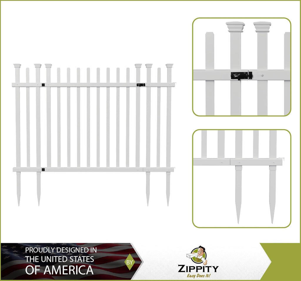 Vinyl Picket Fence 44" W x 41" H 2 Pack and White Vinyl Gate Kit 59.7" W x 41.1" H W84425