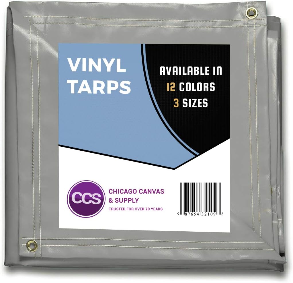 Heavy Duty Waterproof Vinyl Tarp Grey 10 by 12 Feet Pack of 2 O7771