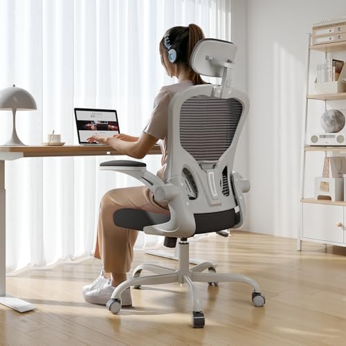 Black Ergonomic High Back Desk Chair with Flip-up Armrests B1575