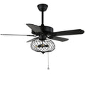Black Cage Ceiling Fan with Light Kit and Remote Control R26607