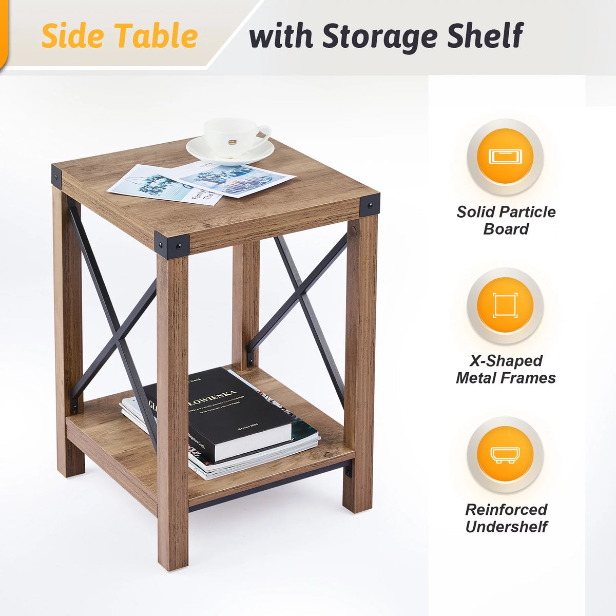 16x16 Teak Side Table with Shelf S9544
