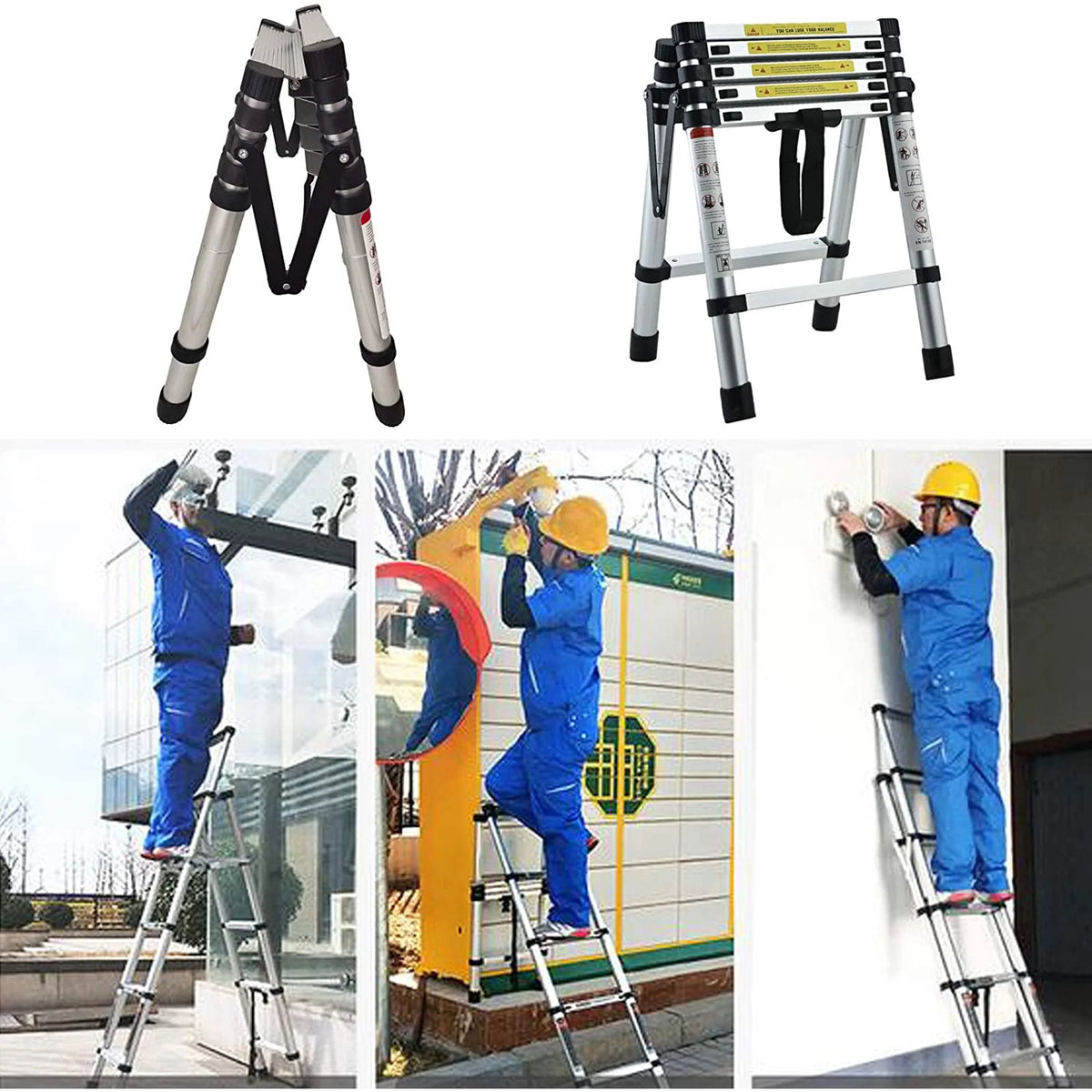 6+7 Steps Aluminium 2 Ways Combination Ladder with Handrail I79739