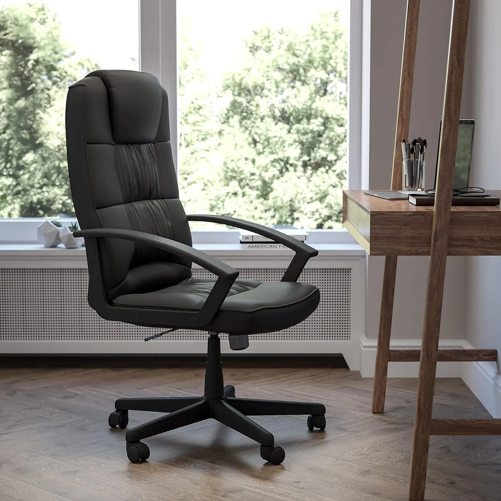 Black Leathersoft Task Chair with Arms Q16940