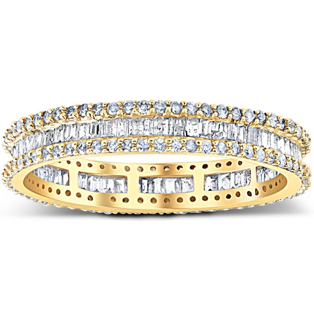 1 1/10 Ct Baguette & Diamond Eternity Ring Wedding Band F294