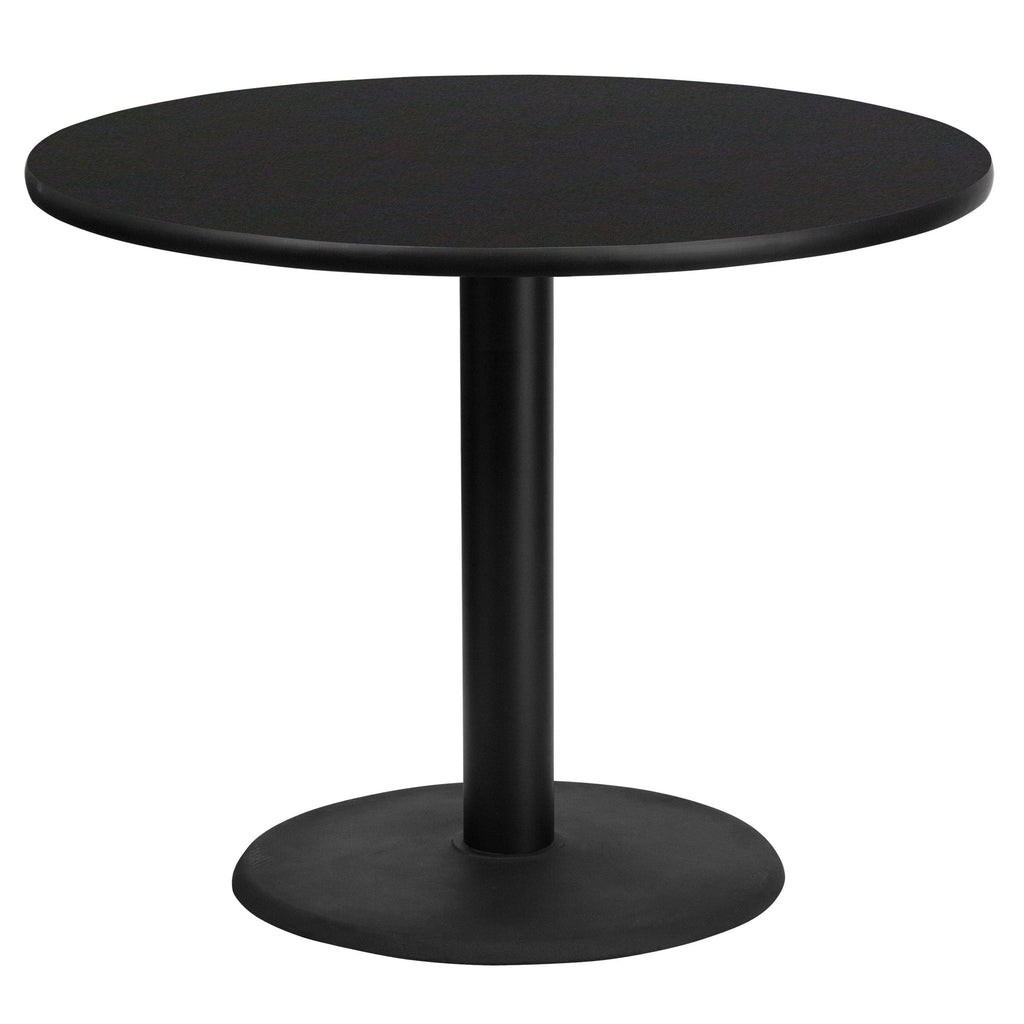 36-inch Round Black Laminate Table Set with Four Black Chairs T870