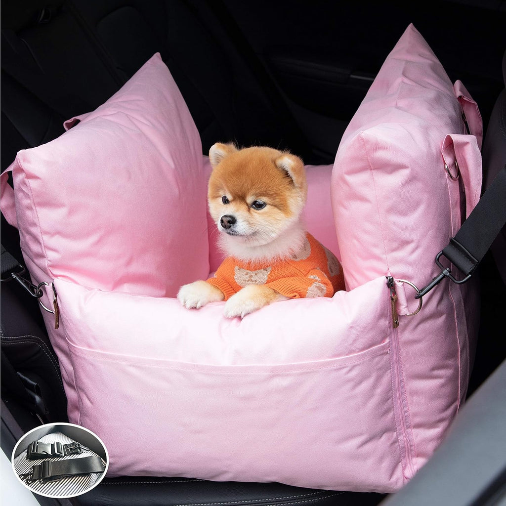Dog Car Seat with Front & Back Protection and 2 Adjustable Dog Leashes L670757