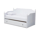 White Farmhouse Wood Twin Daybed with Trundle J52402