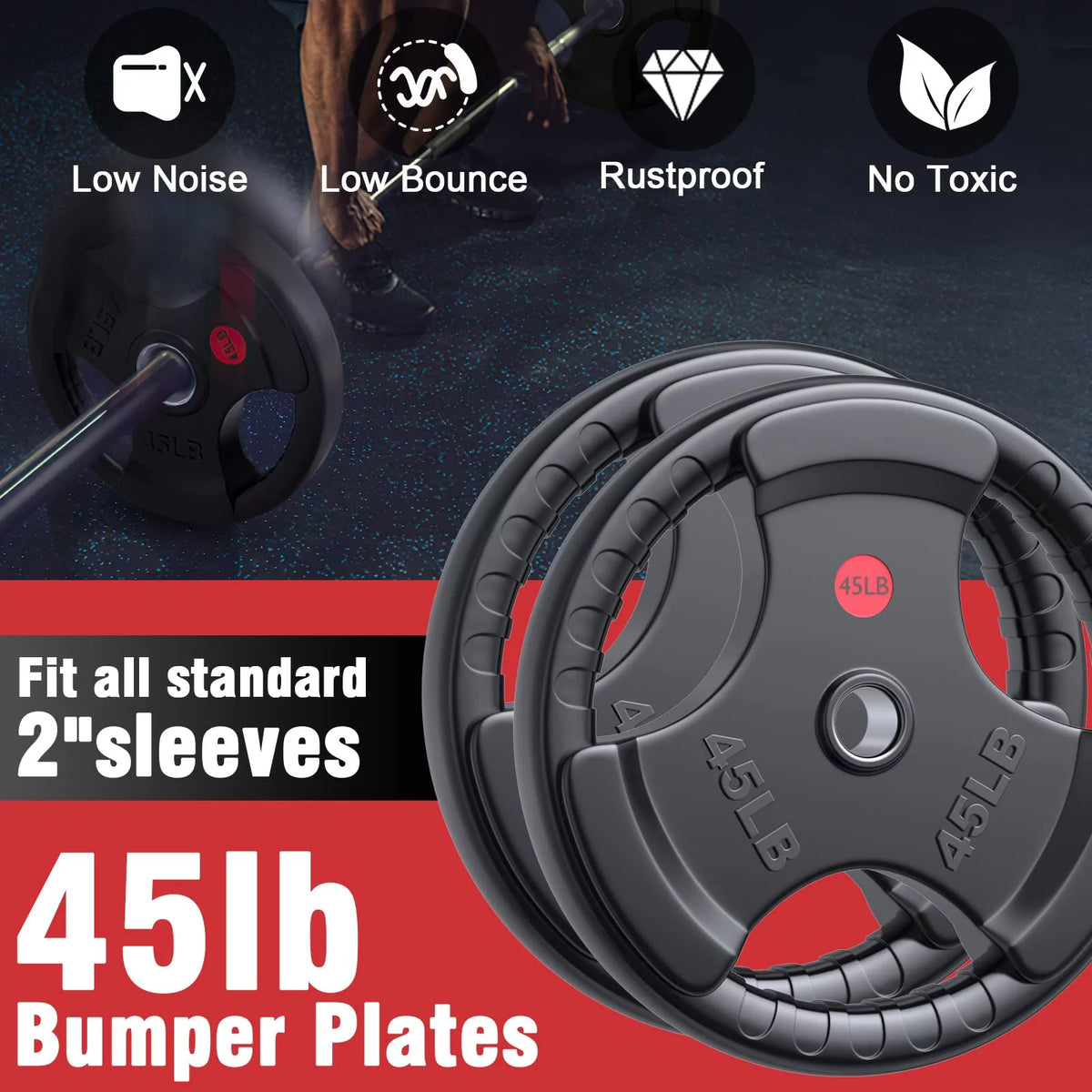 90lbs 2 Inch Rubber Coated Olympic Weight Plate W94956