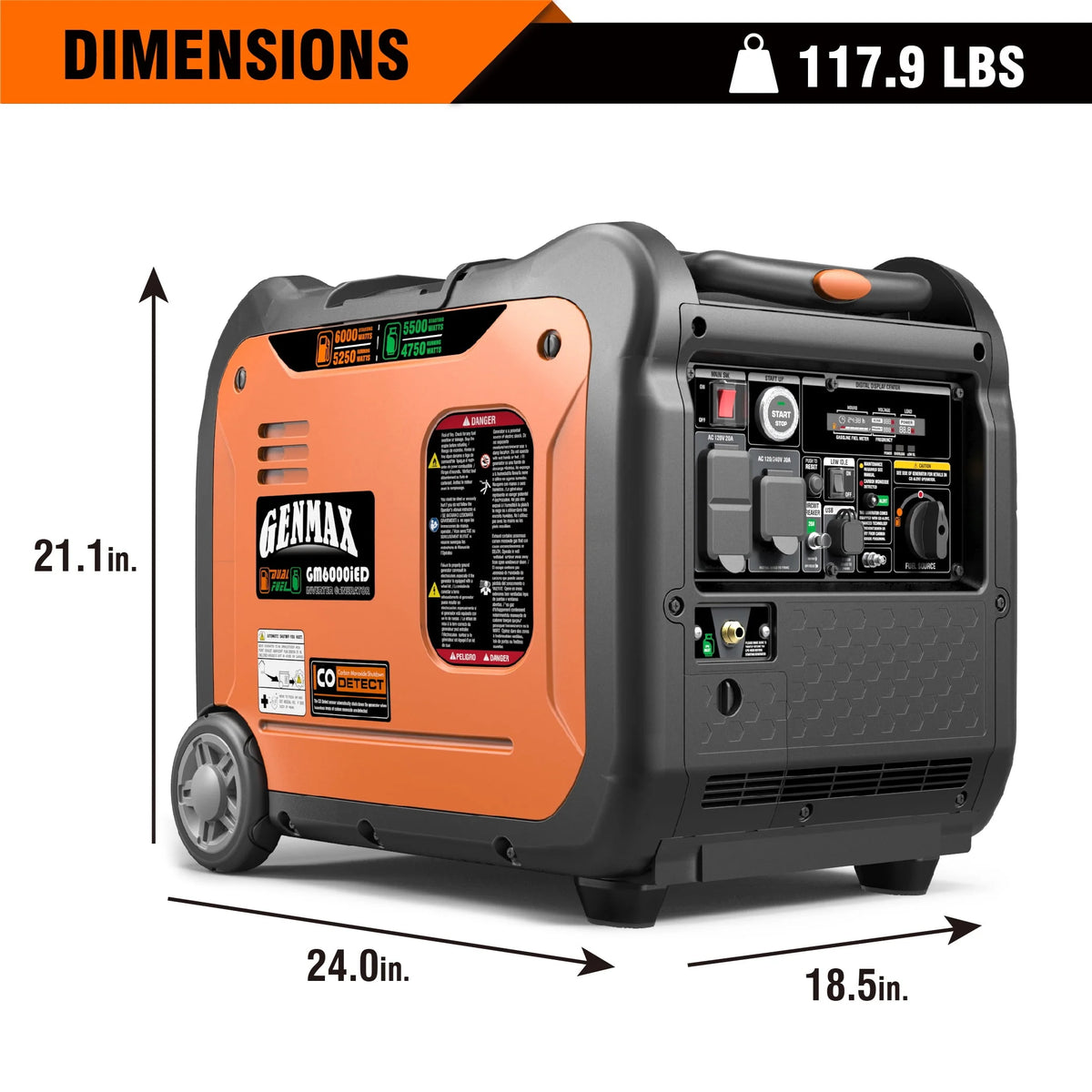 6000W Dual Fuel Quiet Portable Inverter Generator F286244