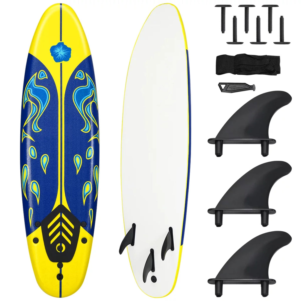 Inflatable Surfboard with Safety Leash White C4347