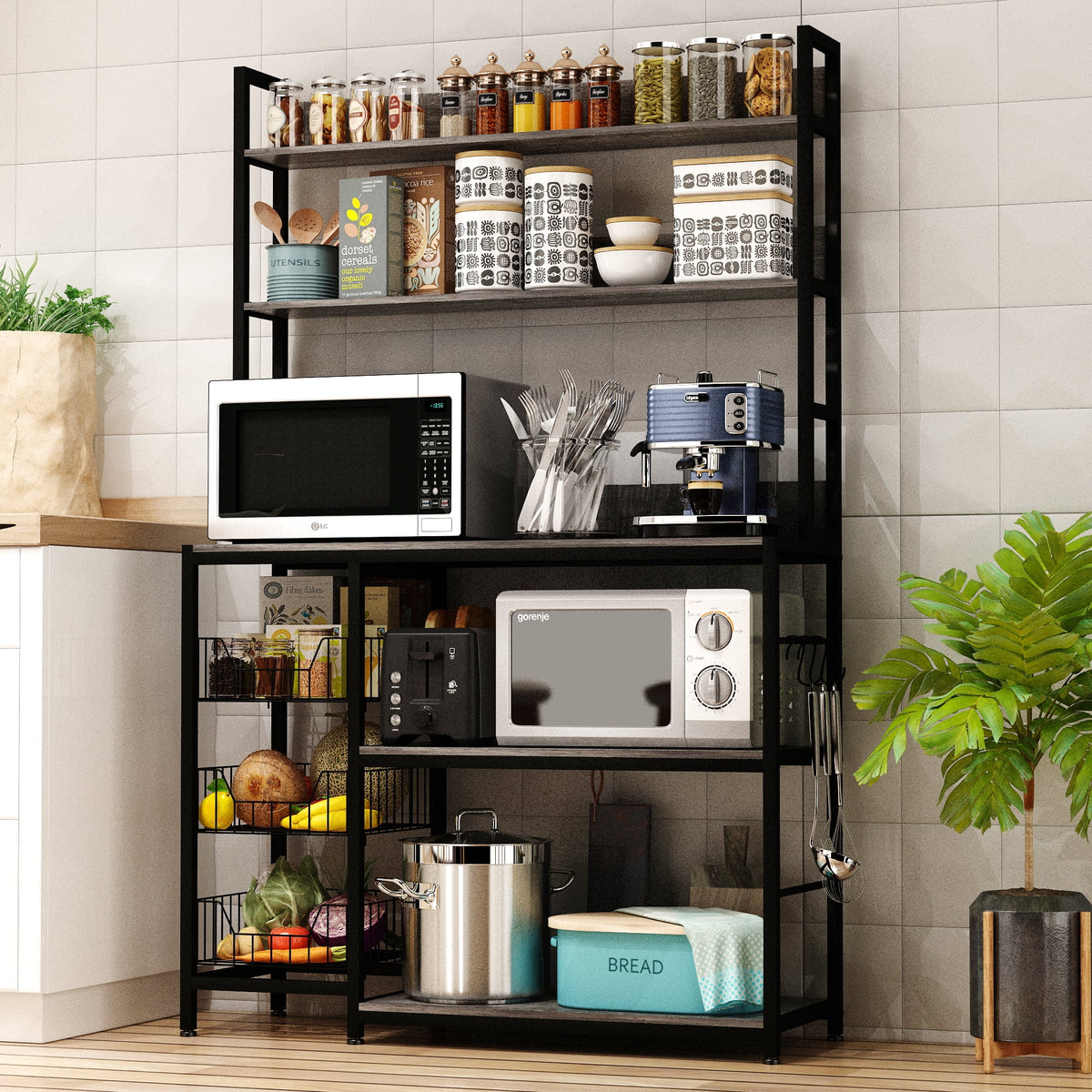 5-Tier Kitchen Bakers Rack with Baskets R838