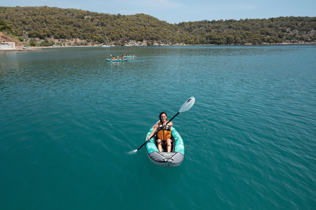 1 Person Inflatable Recreational Kayak with Carry Bag, Paddle, Fin, Pump & Safety Harness C8178