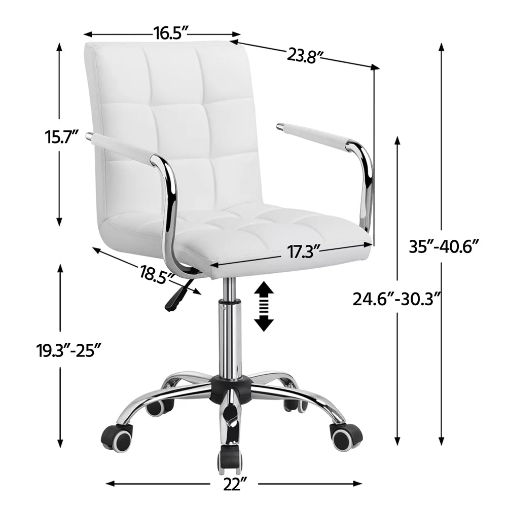 White Height Adjustable Swivel Office Chair with Armrests G561
