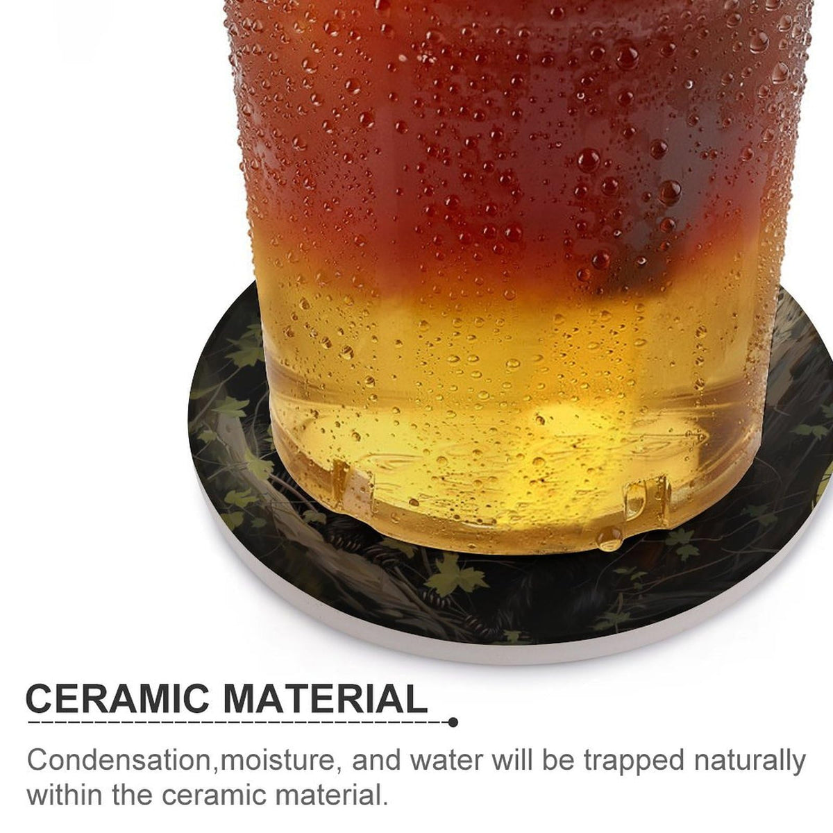 Absorbent Ceramic Stone Coasters Set of 4 Cork Base B968832