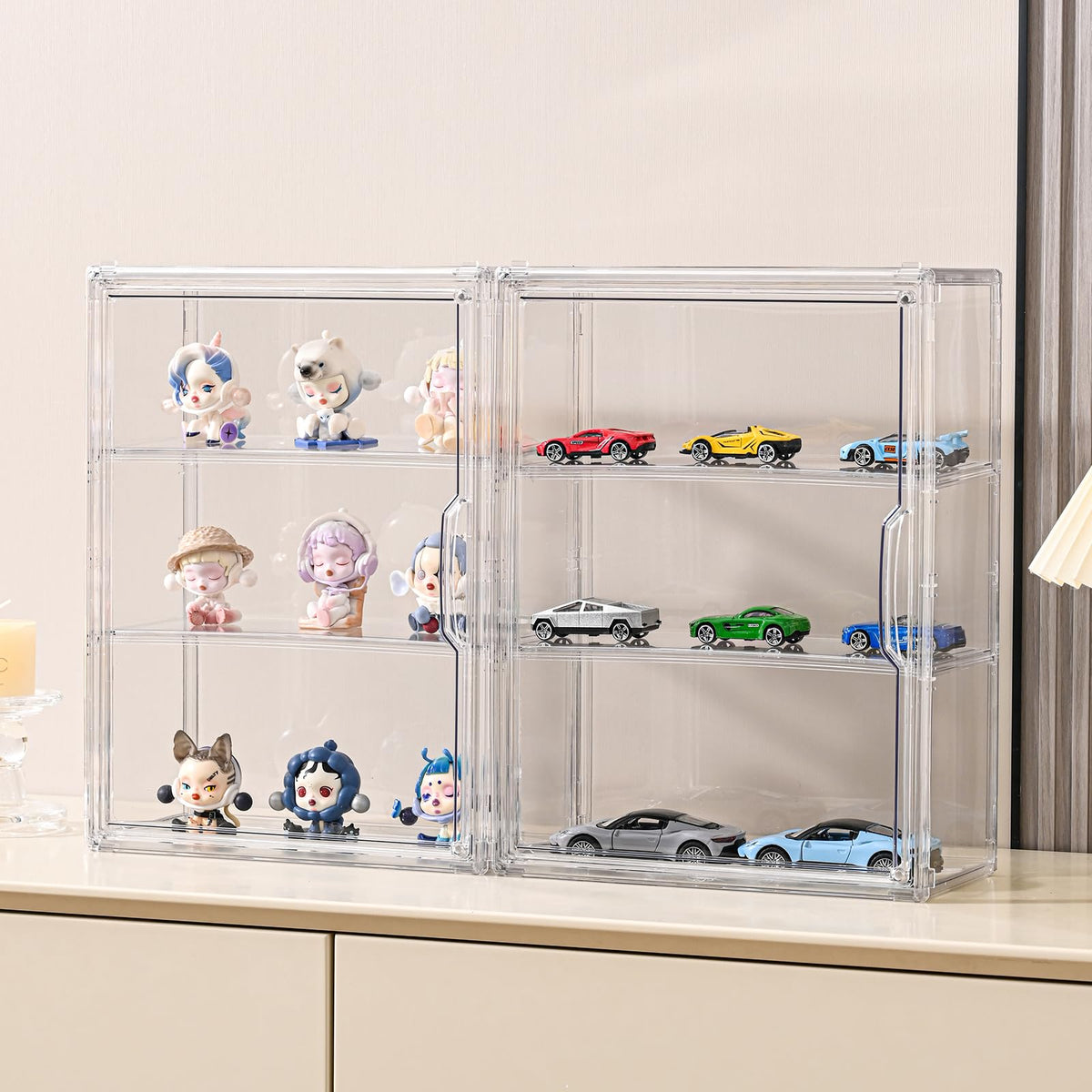 3 Tier Clear Acrylic Display Case with Magnetic Door X647