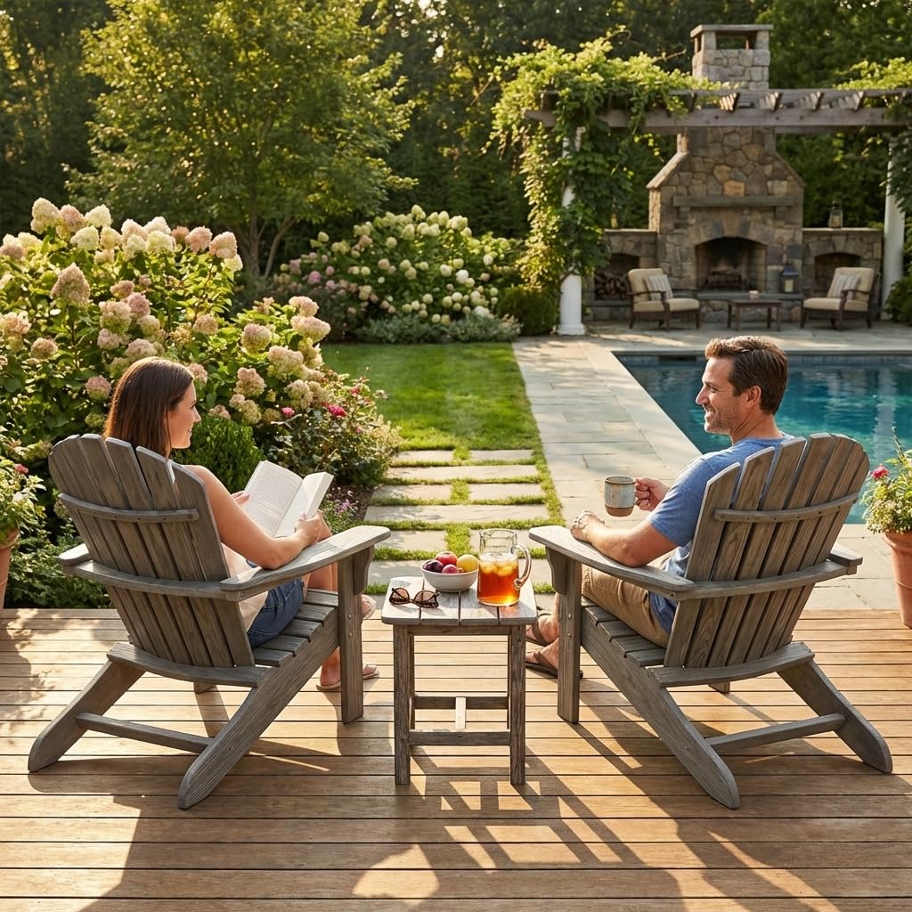 Wood Folding Adirondack Chair Set of 2 M52070
