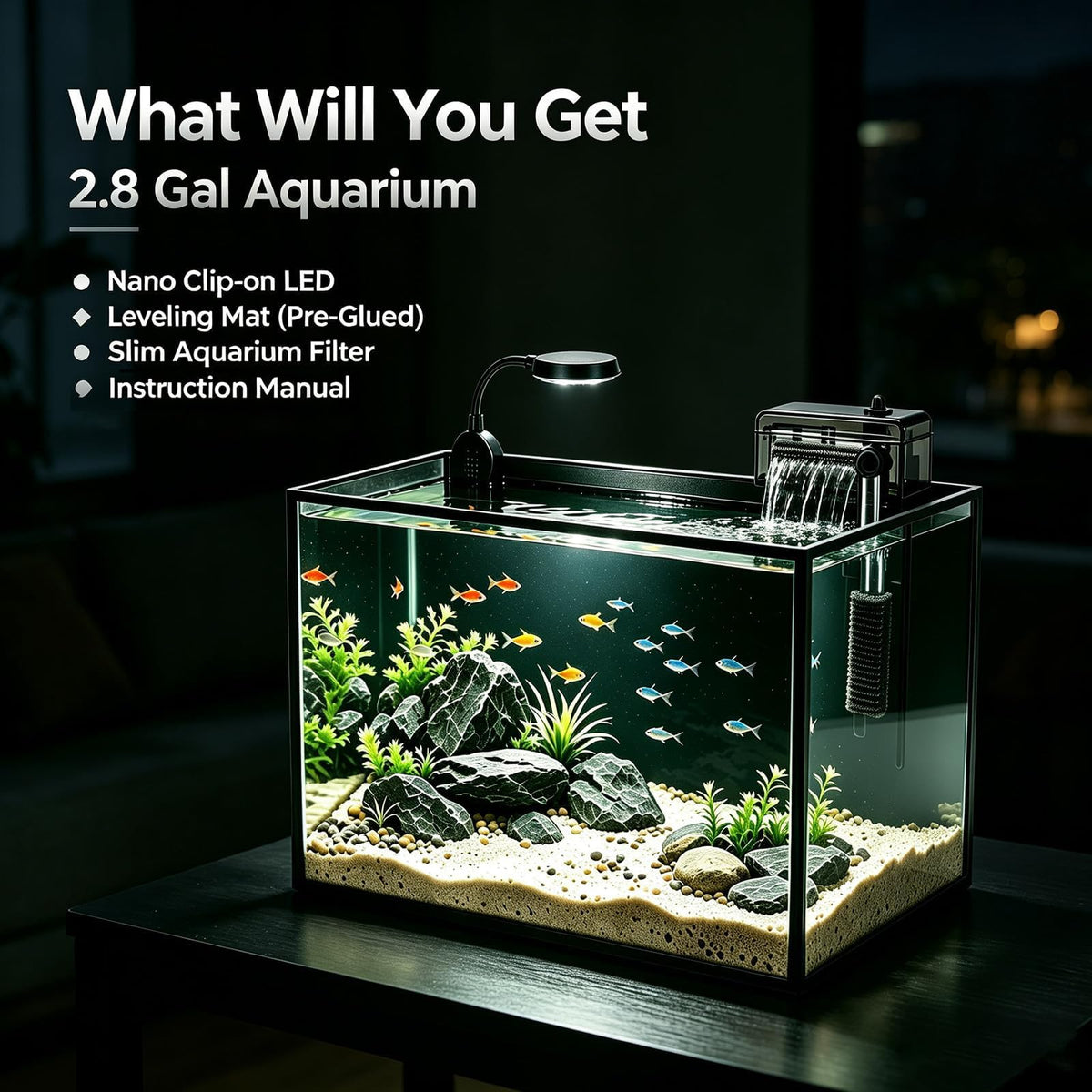 2.8 Gallon Aquarium Starter Kit with LED and Filter Pump A543257