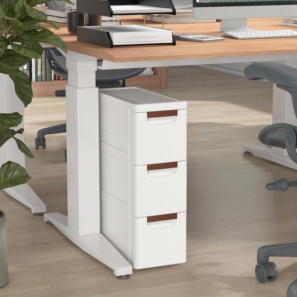 White 3 Drawer Narrow Storage Cabinet I300584