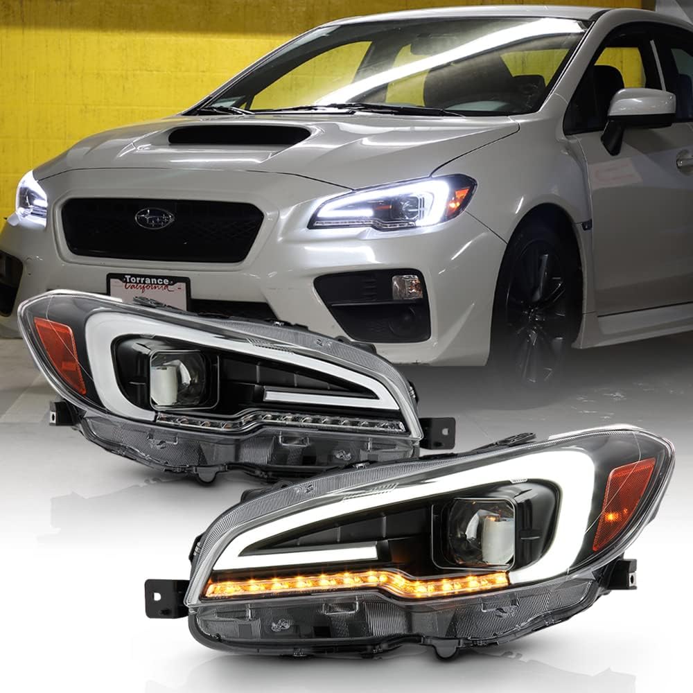 Black Housing LED Tube Projector Headlights Pair B240788