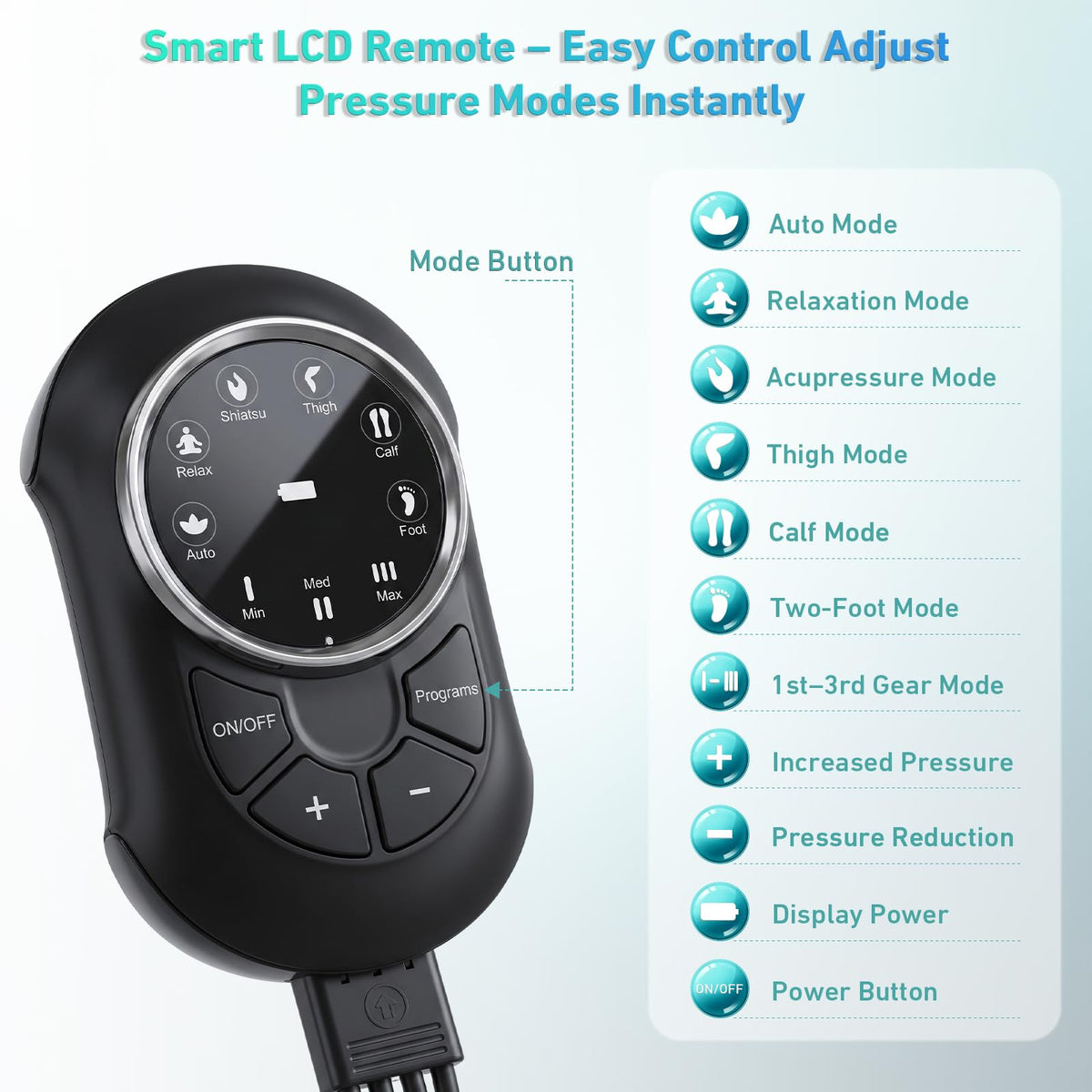 Air Compression Leg Massager with 6 Modes 3 Pressure Levels A669