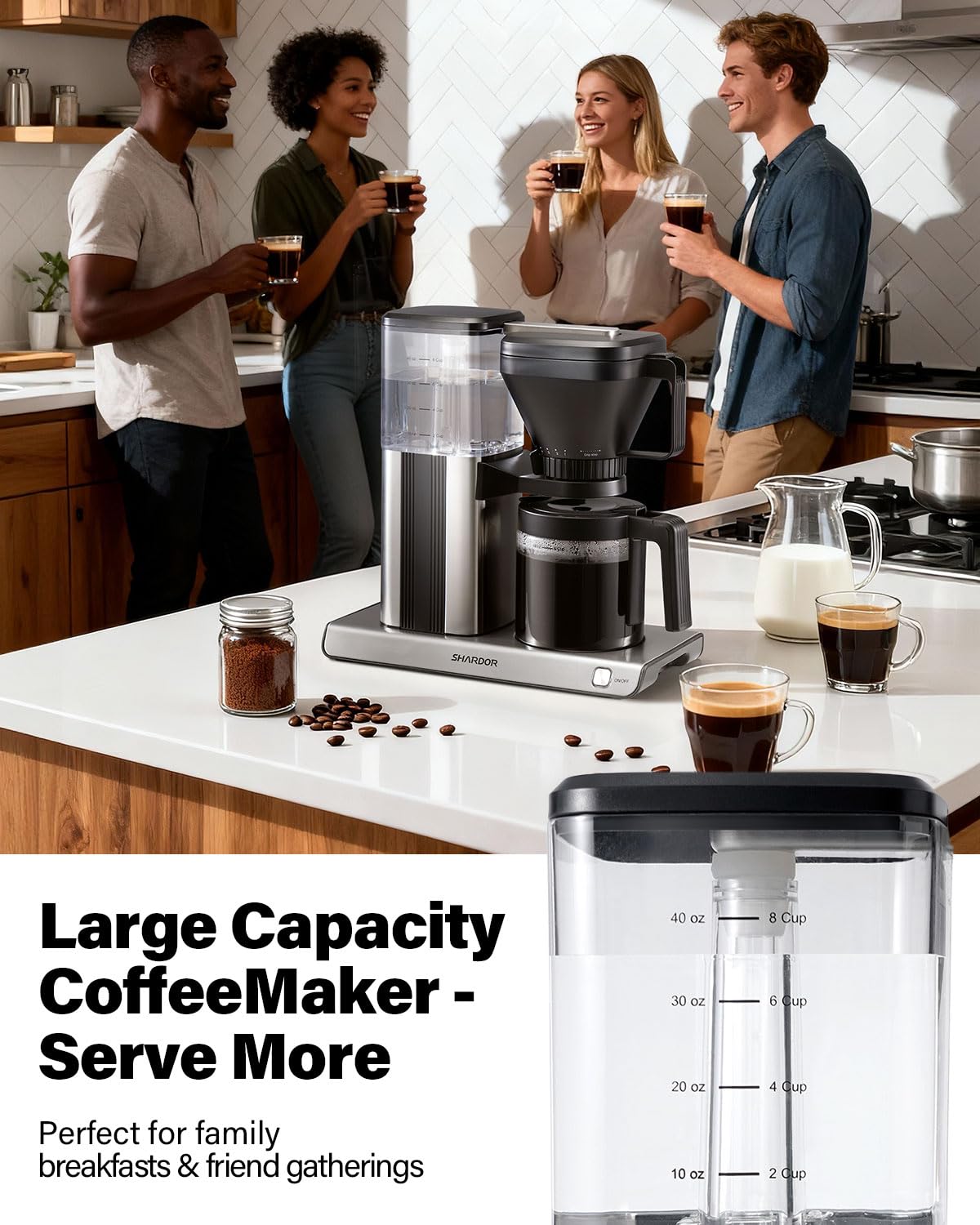 8 Cup Drip Coffee Maker with Reusable Filter and Glass Pot E35270