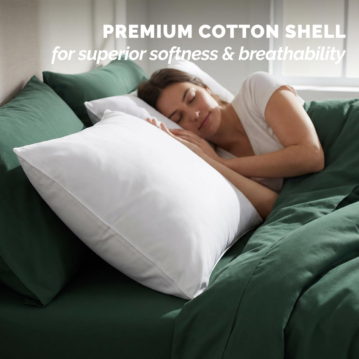 King Size Cotton Bed Pillows Set of 2 I789