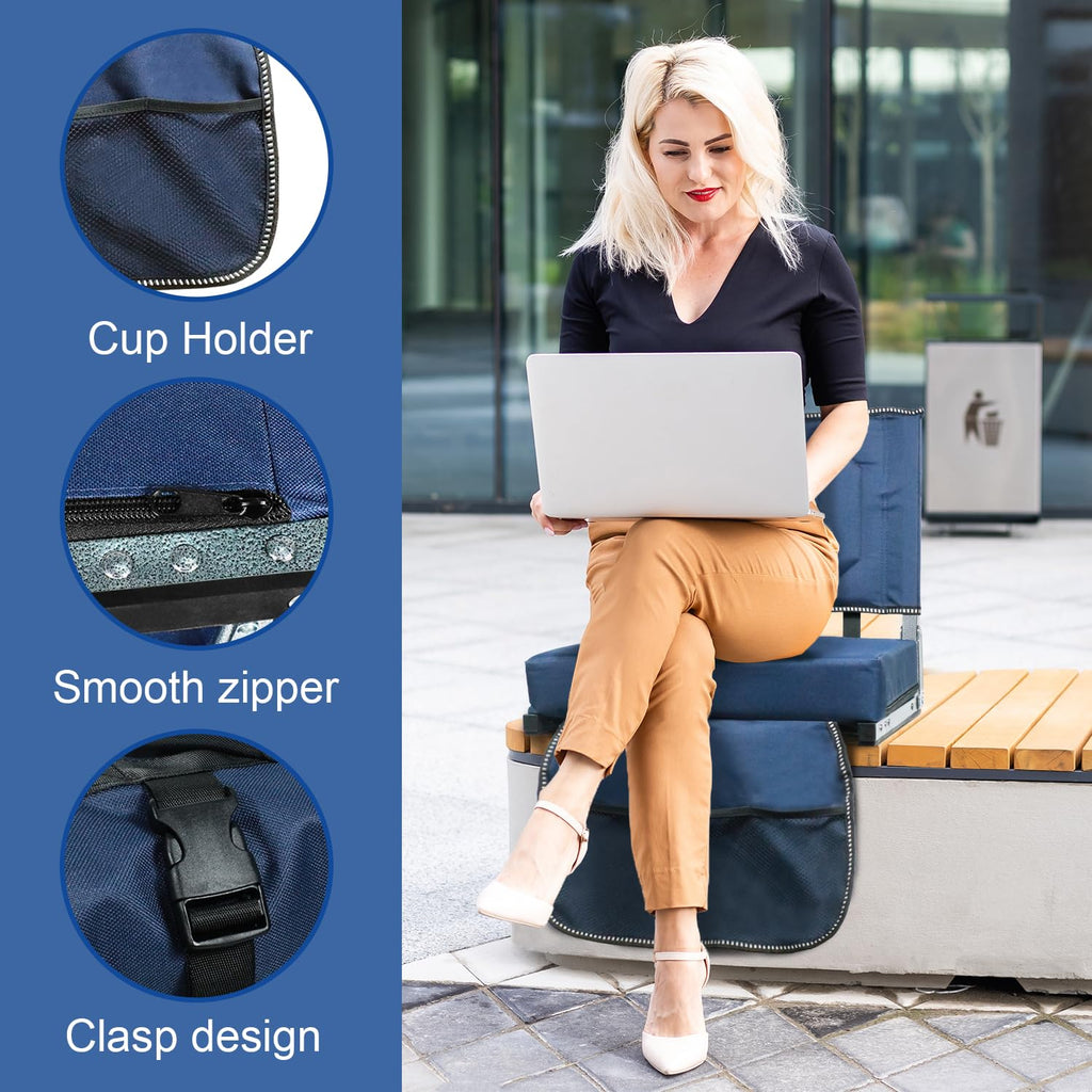 Portable Folding Stadium Seats with Back Support and Cushion, Navy, 2Pack M5239