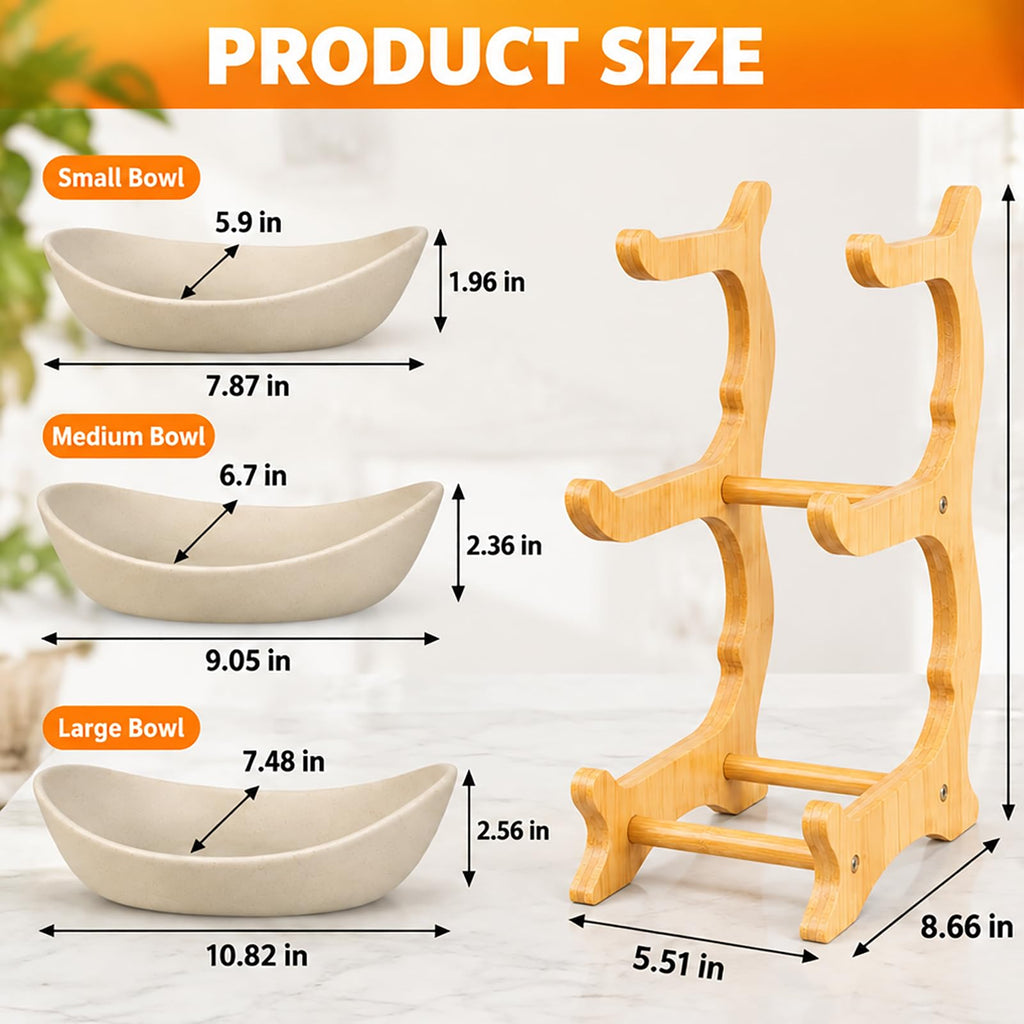 3 Tier Ceramic Fruit Basket with Bamboo Stand W47230