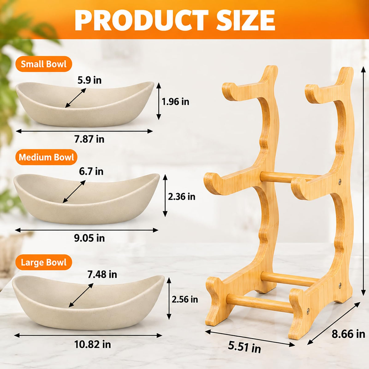 3 Tier Ceramic Fruit Basket with Bamboo Stand W47230