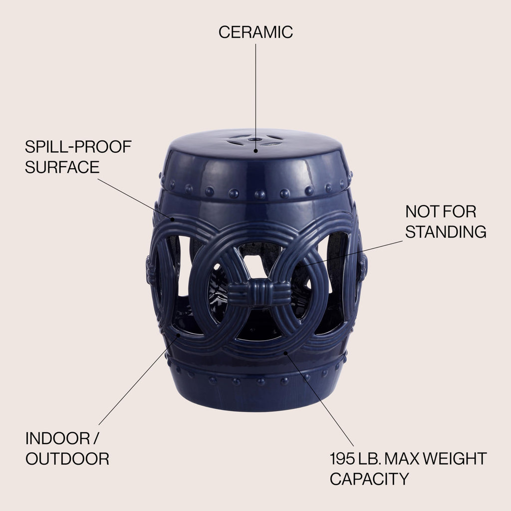Navy Ceramic Garden Stool Side Table F2159
