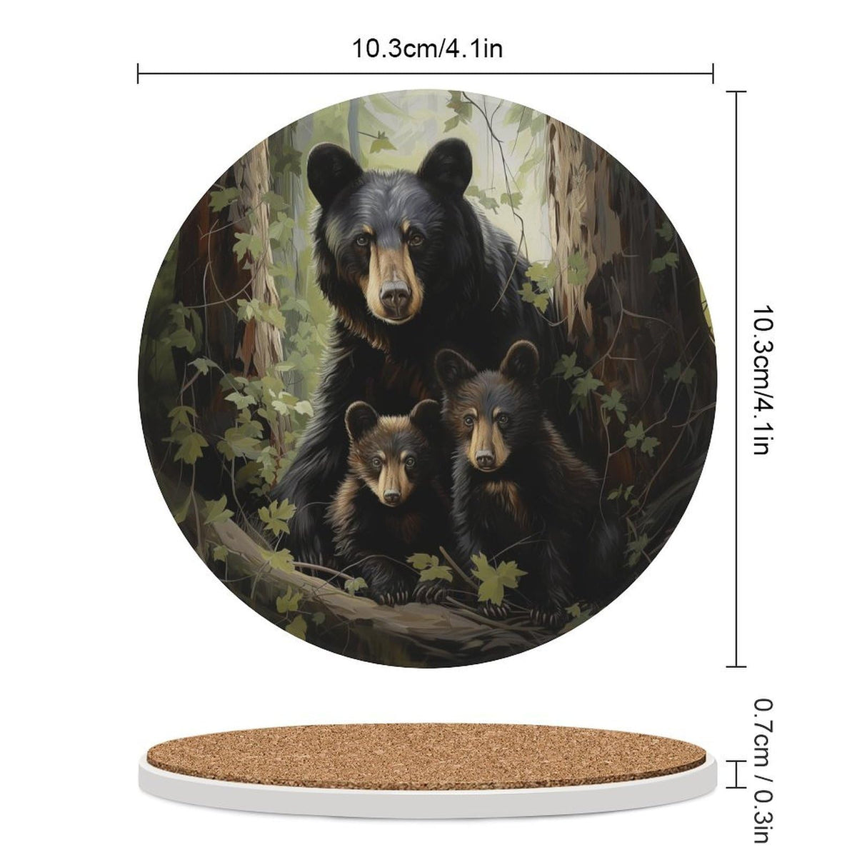 Absorbent Ceramic Stone Coasters Set of 4 Cork Base B968832
