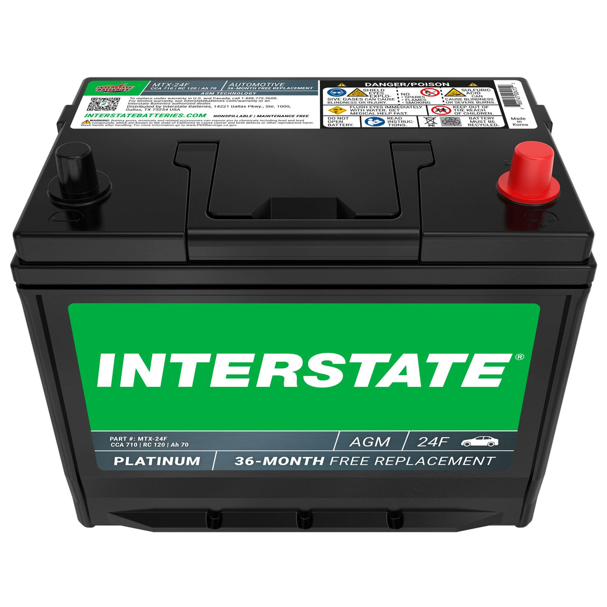 12V 70Ah 710CCA Group 24F AGM Car Battery U851560