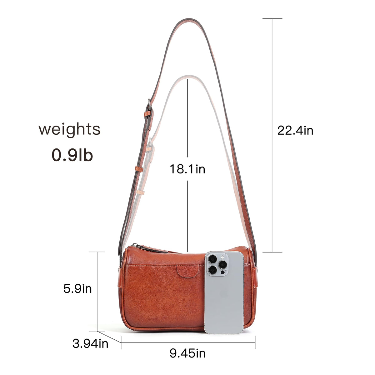 Genuine Leather Crossbody Bag X2433