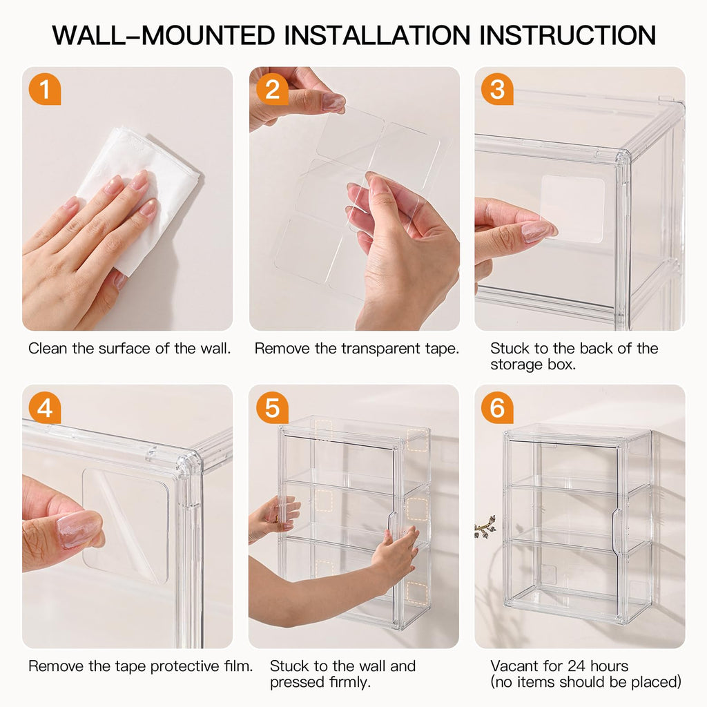 3 Tier Clear Acrylic Display Case with Magnetic Door X647