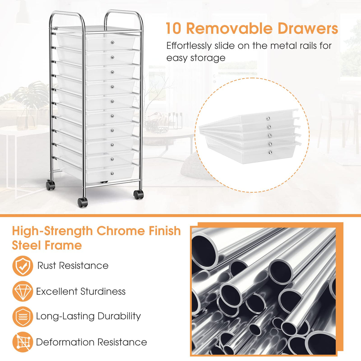 10 Drawers Rolling Storage Cart X602