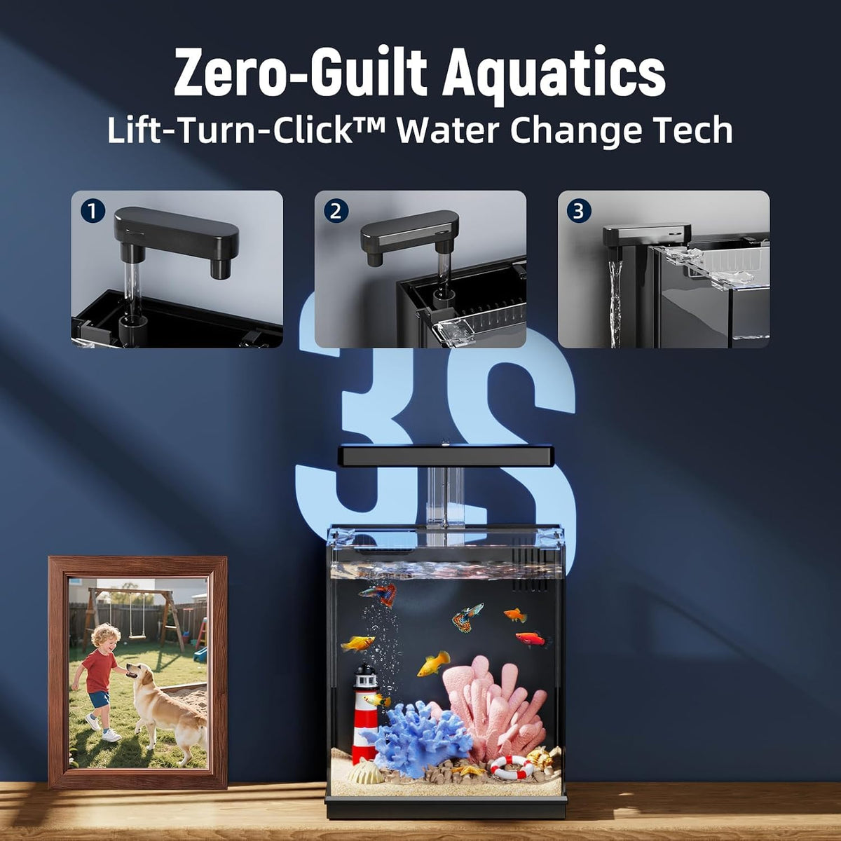 2 Gallon All-in-One Aquarium Kit with Filtration & LED Light A159846