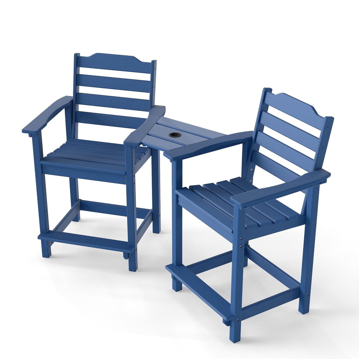 HDPE All-Weather Plastic Adirondack Chair Set of 2 Navy Blue R19438