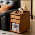 Solid Cherry Wood Side Table with Wheels X9871