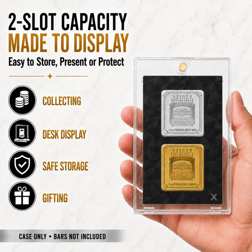 Square Bar Display Case, Magnetic One Touch Bullion Holder, 1 oz (2 Slots) H75482