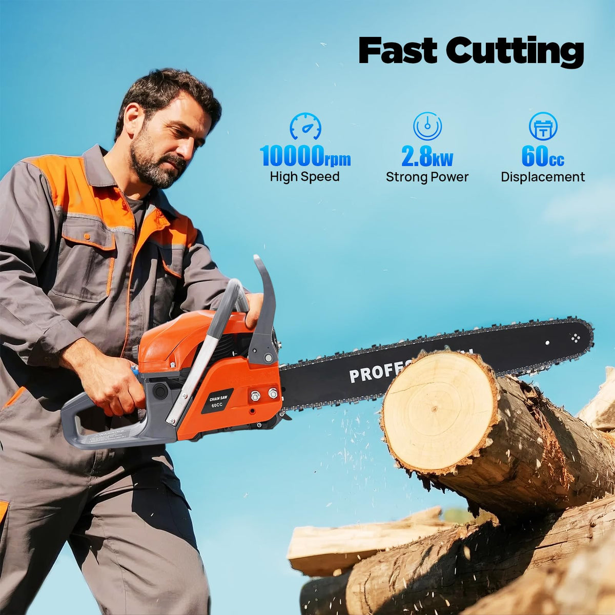 22 Inch 60CC Gas Chainsaw T66613