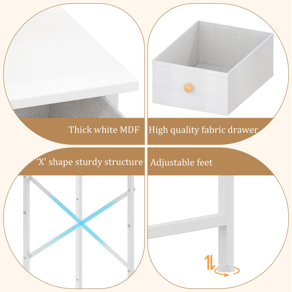 White Compact Vanity Desk with Mirror and Chair L31614
