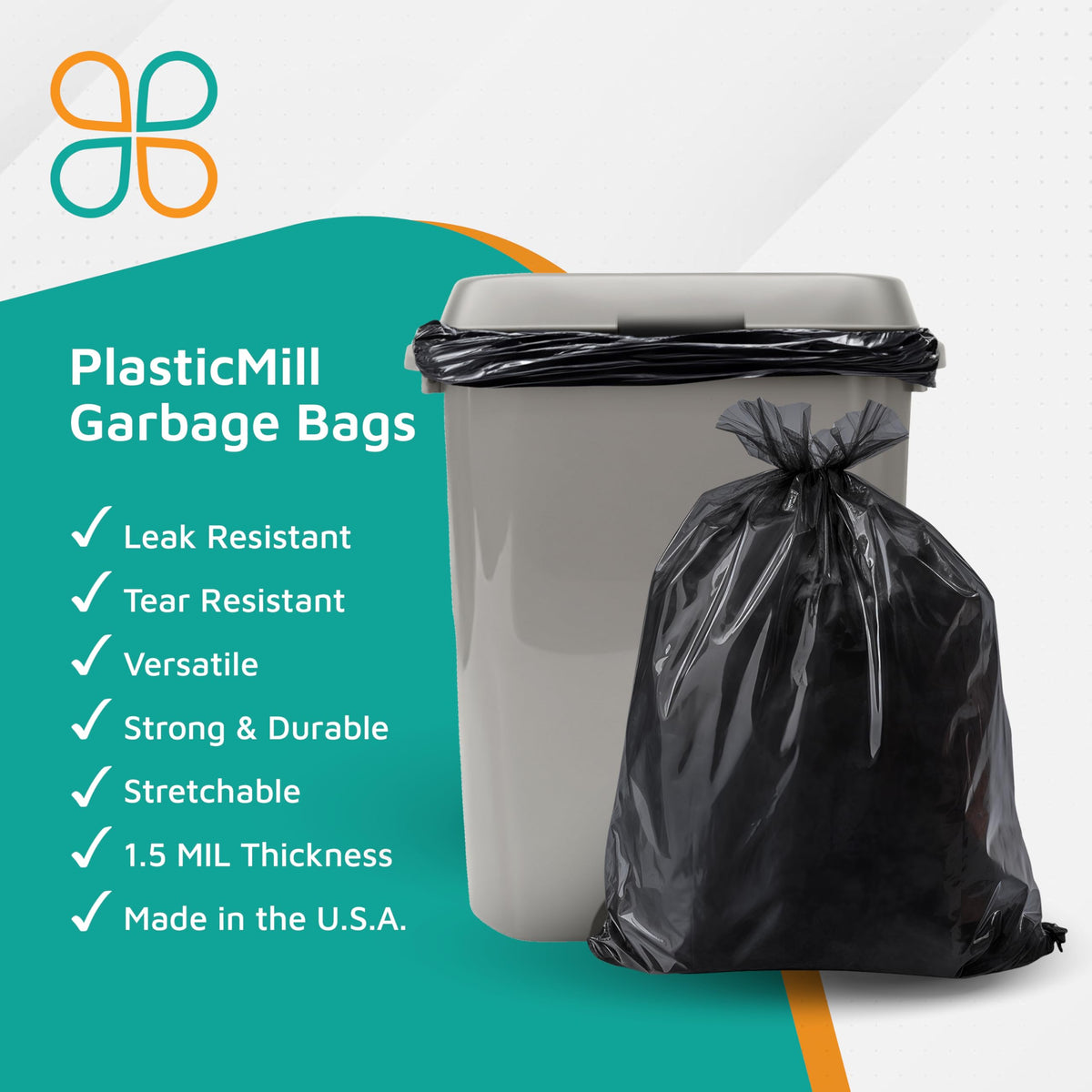 Black 42-Gallon 1.5 Mil Tall Trash Can Liners I482