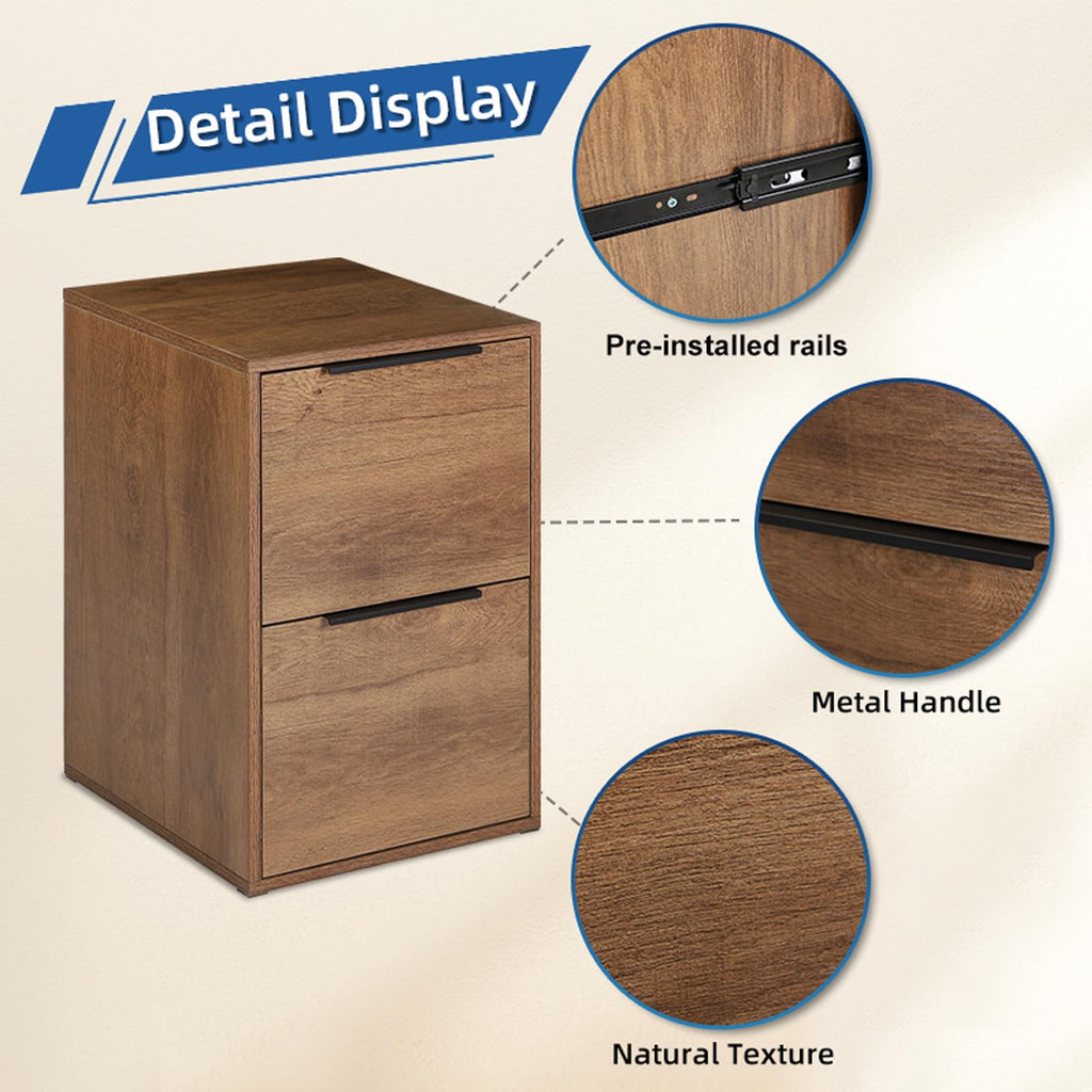 2 Drawer Wood File Cabinet with Hanging Bars U590003
