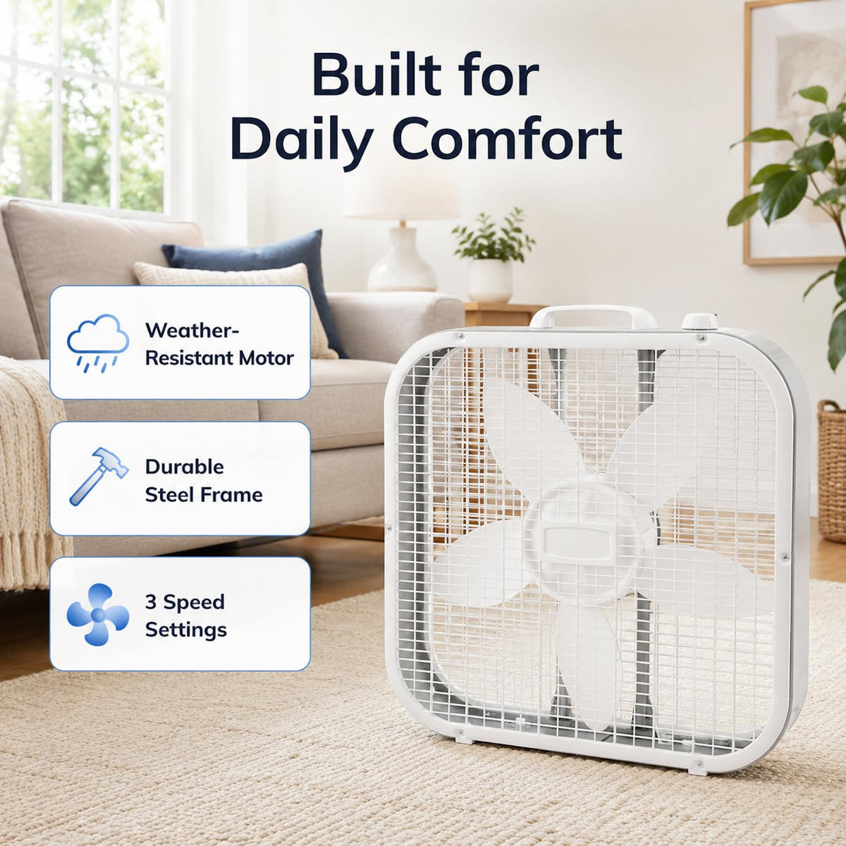 20 Inch 3 Speeds Box Fan U7412