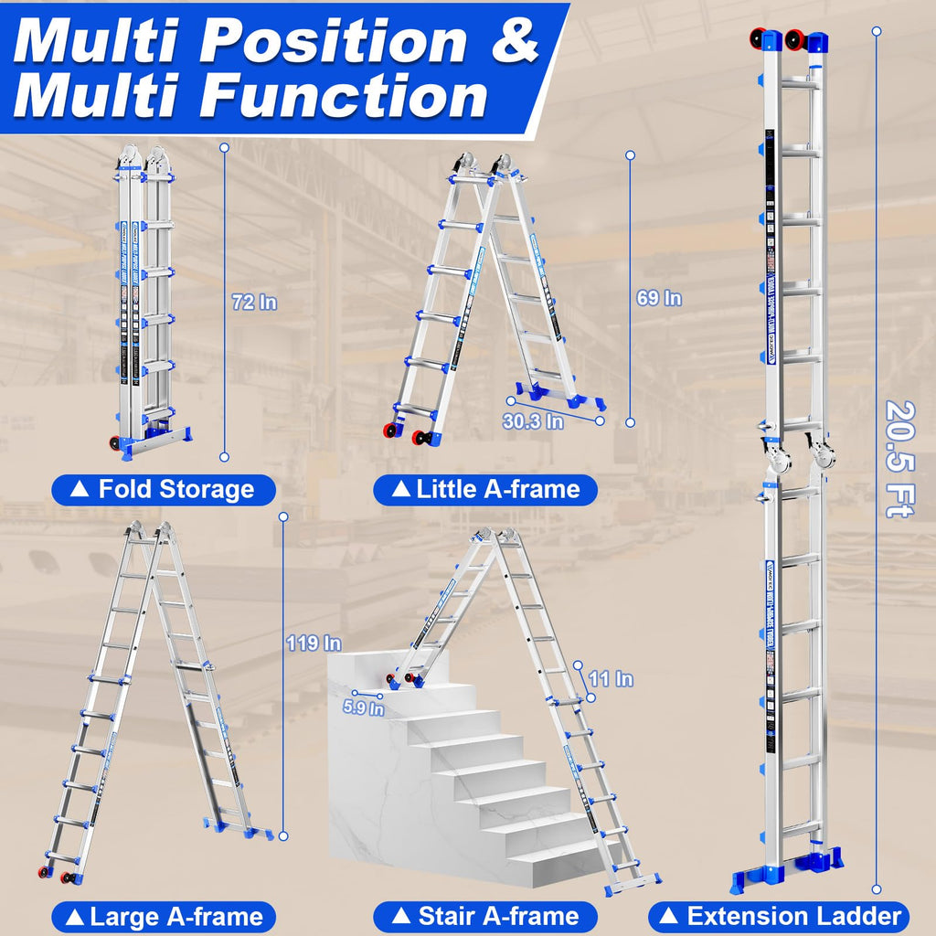 20FT Multi-Position Telescoping Ladder D29397
