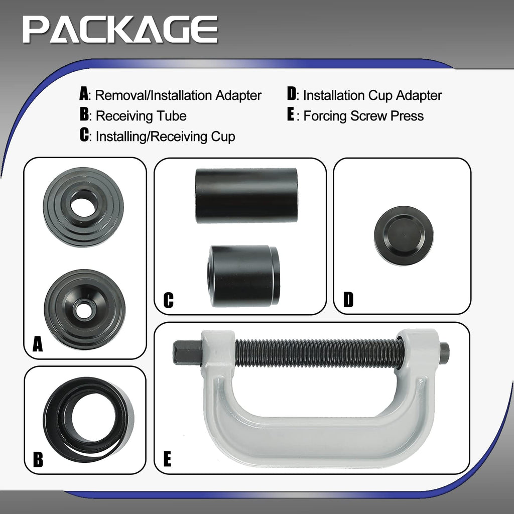 10 Pc Ball Joint Press Kit U Joint Removal Tool with Adapters C812617