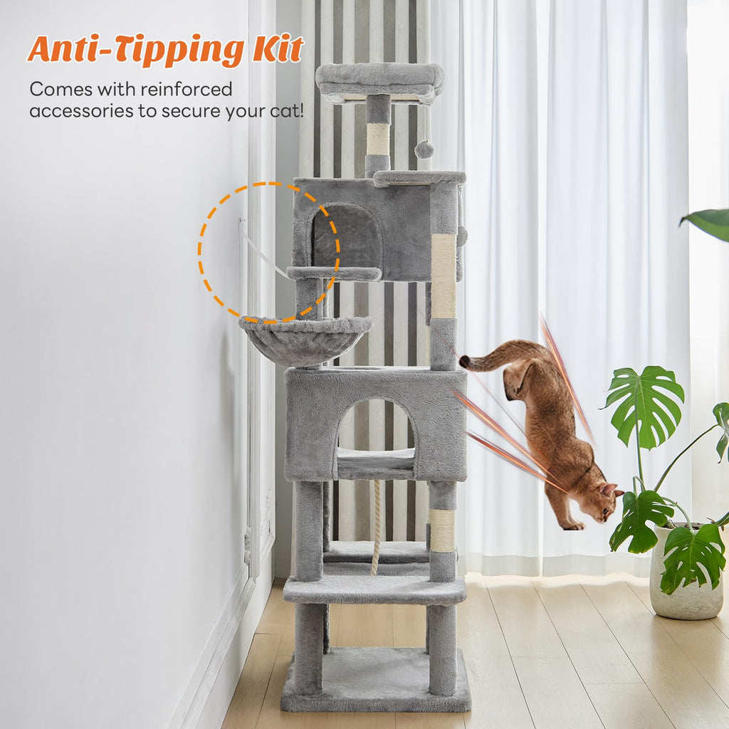 66 Inch Cat Tree Tower with Sisal Scratching Post U689