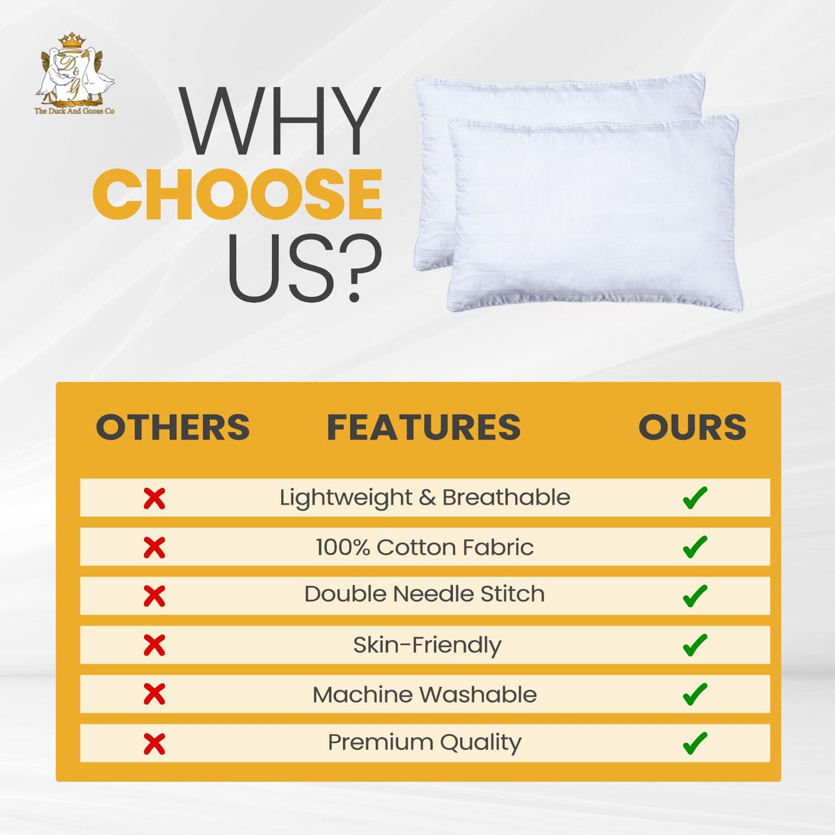 King Size Cotton Down Alternative Bed Pillows Set of 2 S661