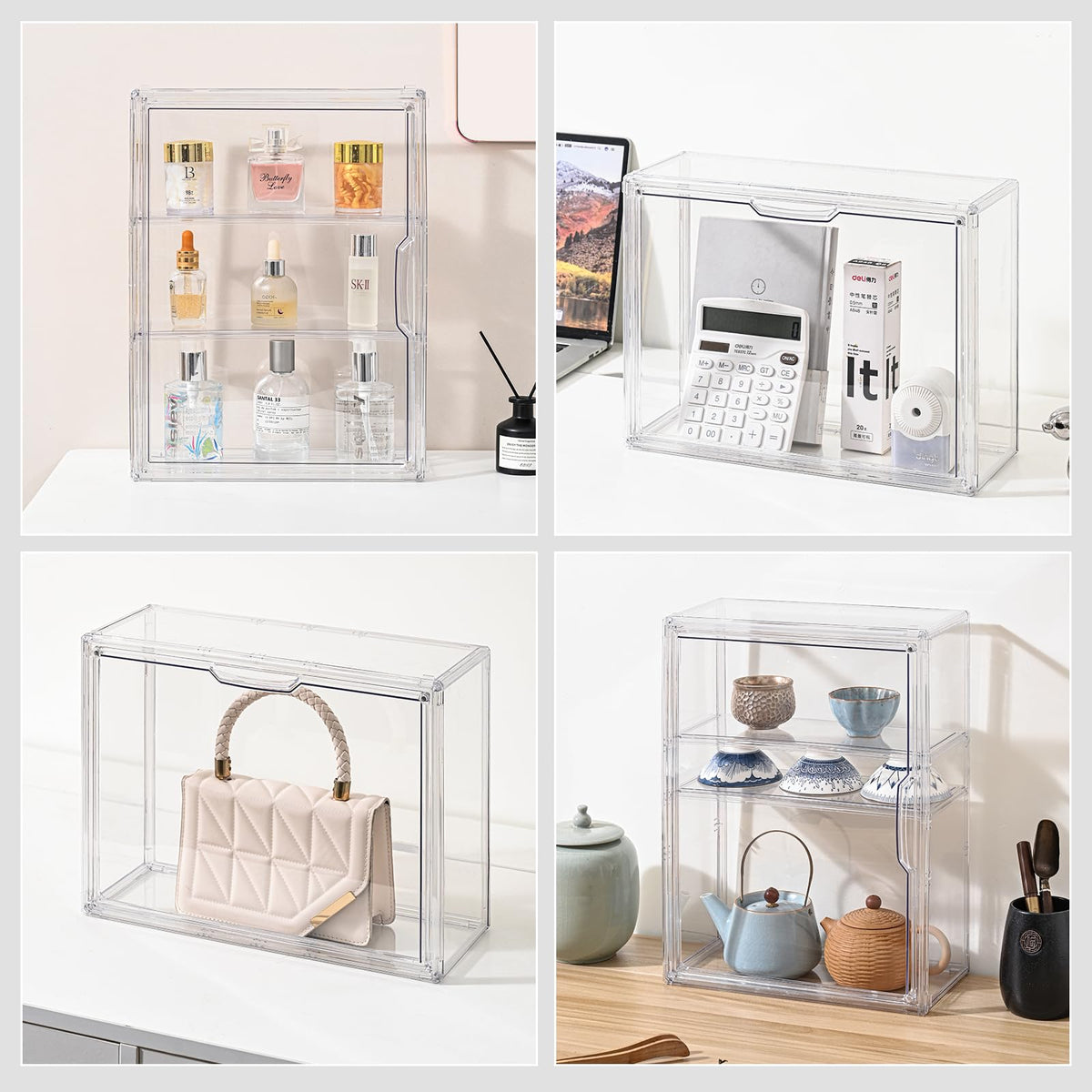 3 Tier Clear Acrylic Display Case with Magnetic Door X647